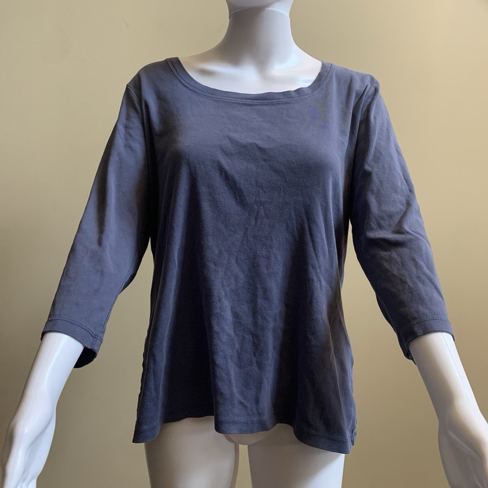 L.L. Bean Women's Top Shirt blue and pinkcoral. Crew Neck 3/4 Sleeve, 100%Cotton - Picture 12 of 16
